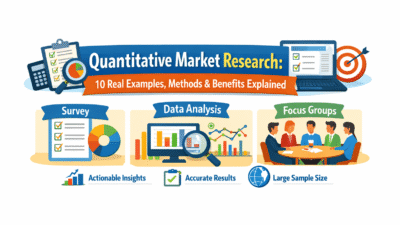 Quantitative market research data analysis with charts and statistics